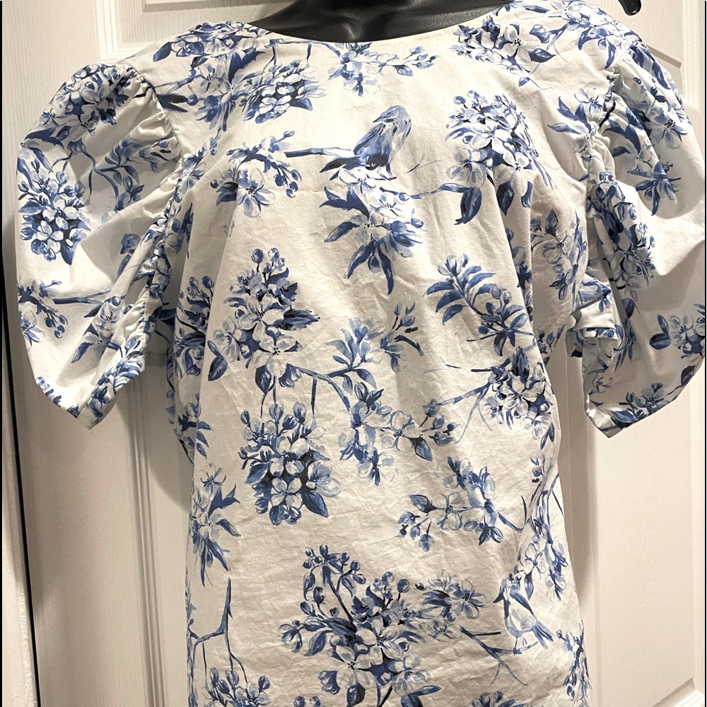 Antonio Melani’s ladies puff short sleeve blouse. Tie in the back.